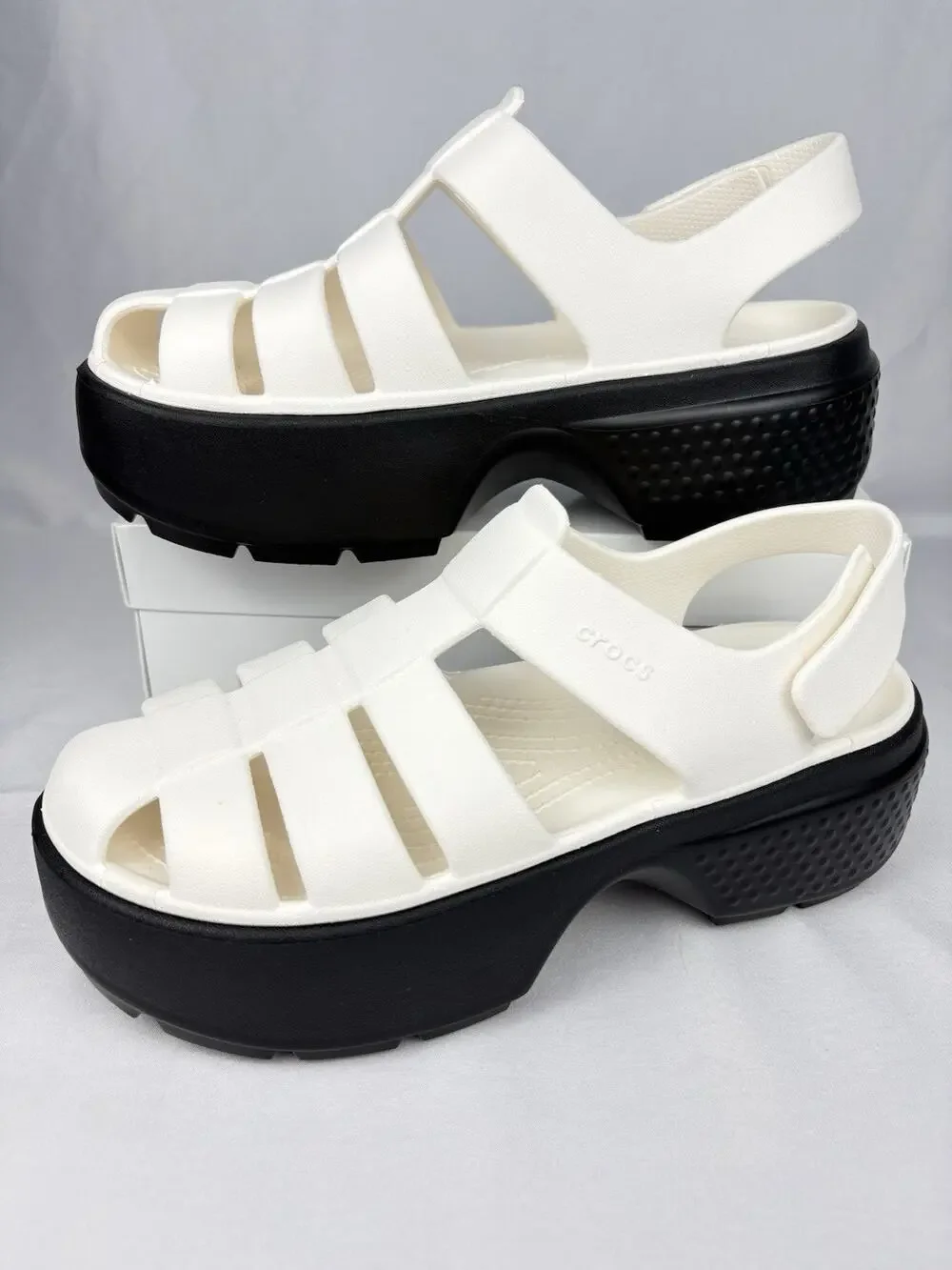 Crocs Stomp Fisherman Platform Sandals Chalk 209938-0WV Men’s 8 Women’s 10 New